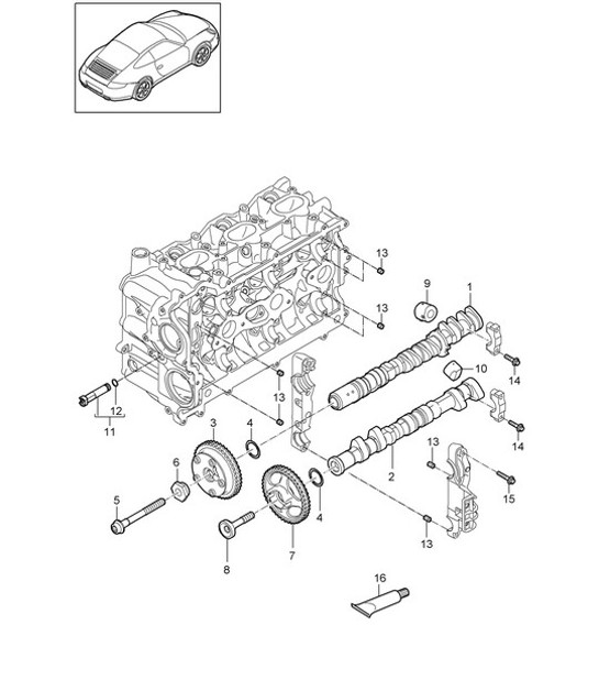 Diagram 103-010 Porsche Cayman S 3.4L 987C 2005-08 Engine