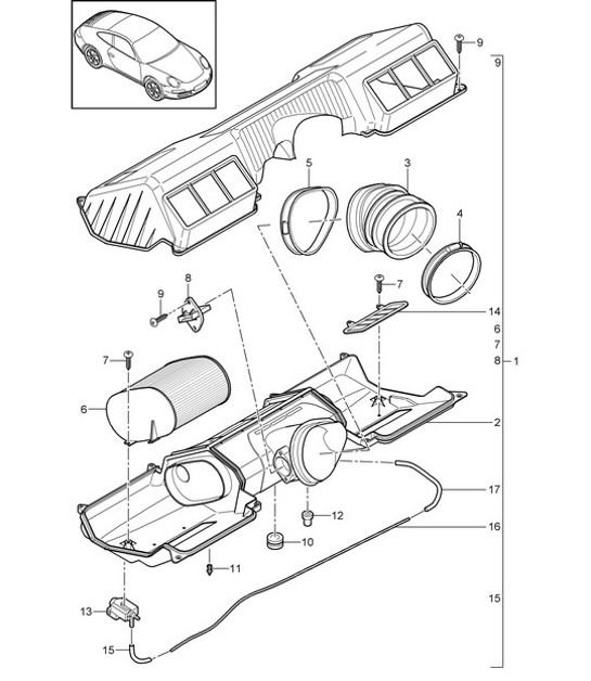Diagram 106-000 Porsche Cayenne Turbo / Turbo S 4.8L 2007>> Motore