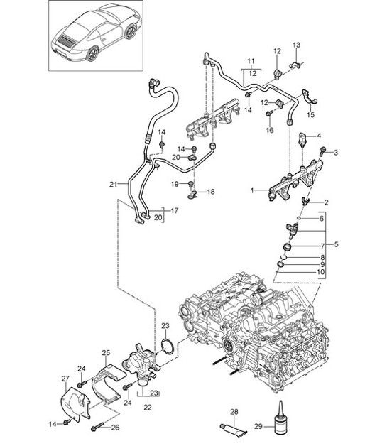 Diagram 107-005 Porsche 997 (911) MK2 2009-2012 Motore