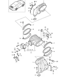 Intake air distributor / Throttle valve adapter (A101,A102) 997.2 Carrera 3.6L / 3.8L 2009-12
