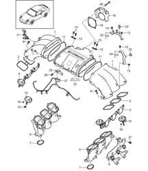 Distributore aria aspirata/adattatore valvola a farfalla (A101+ PR:X51) 997.2 Carrera 3.8L con Powerkit 250kW 2009-12