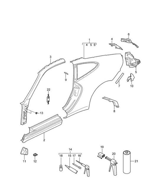 Diagram 801-055 Porsche 997 (911) MK2 2009-2012 Body