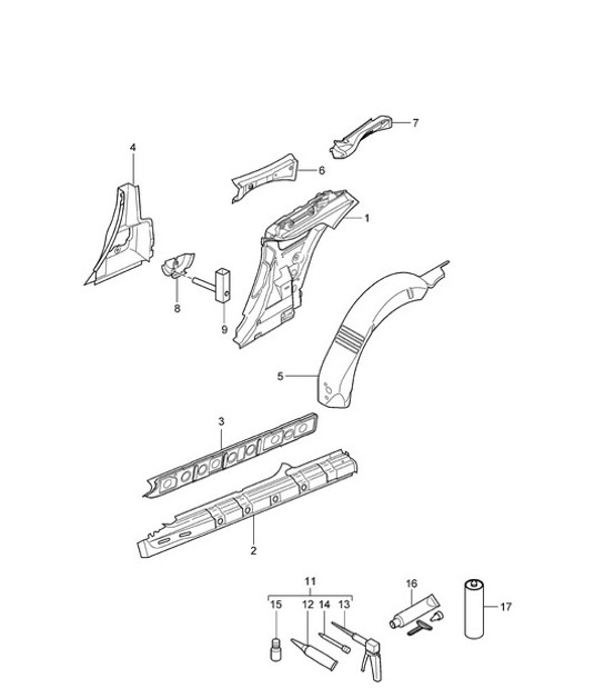 Diagram 801-060 Porsche Boxster 986 2.7L 2003-04  车身