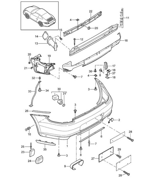 Diagram 802-005 Porsche Cayman 718 2.0L PDK (300Bhp) Carrocería