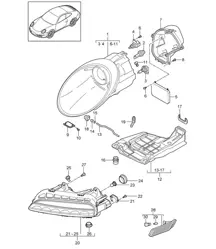 Headlights / Additional headlight / side marker light / Turn signal repeater - PR:601 - 997.2 Carrera 2009-12