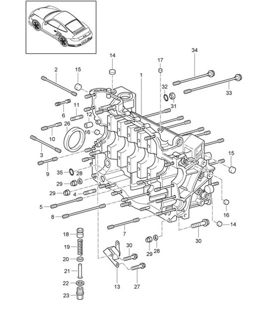 Diagram 101-008 Porsche 992 (911) MK1 2019-2024 Engine