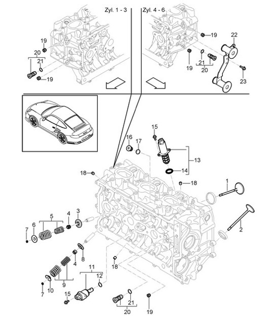 Diagram 103-005 Porsche 991 (911) MK2 2016-2018 Motore