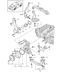 Bomba de refrigerante/carcasa del termostato - A170 - 997.2 Turbo 3.8L 2010-13