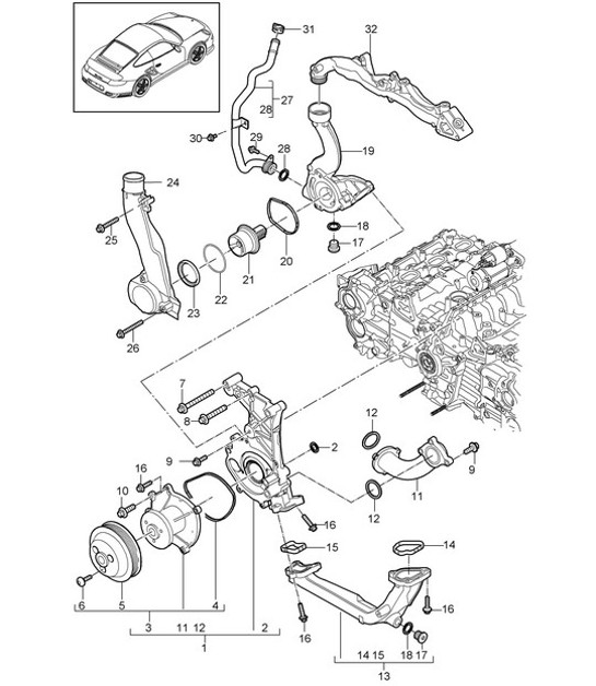 Diagram 105-000 Porsche 卡宴 S V8 4.2L 柴油 382HP 引擎