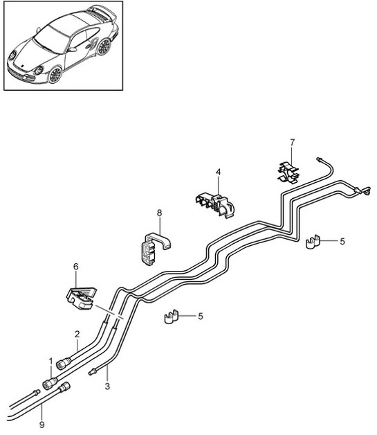 Diagram 201-010 Porsche 911 & 912 (1965-1989) Fuel System, Exhaust System