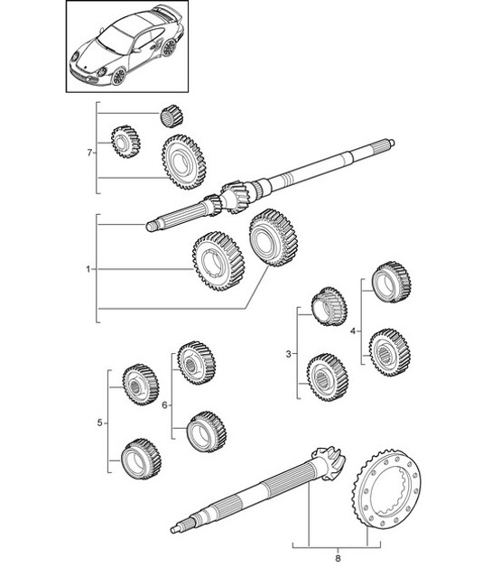 Diagram 303-001 Porsche 911 & 912 (1965-1989) Transmission