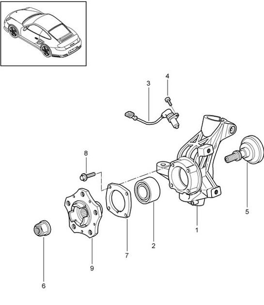 Diagram 401-005 Porsche 卡宴 Turbo / Turbo S 4.8L 2007>> 前轴、转向 