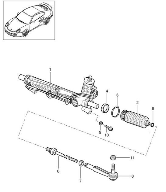 Diagram 403-000 Porsche 997 (911) MK2 2009-2012 Assale anteriore, sterzo 