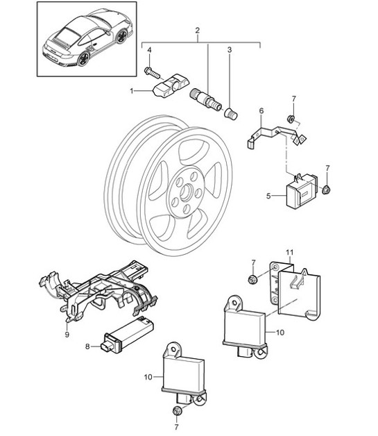 Diagram 601-005 Porsche 996 C4S 3.6L 09/01-2005 Räder, Bremsen