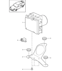 Hydraulische unit / Antiblokkeerremsysteem. - abs - Controle 997.2 Turbo / GT2 RS 2010-13