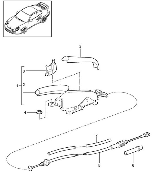 Diagram 701-005 Porsche 卡宴 Turbo / Turbo S 4.8L 2007>> 手柄系统、踏板组 