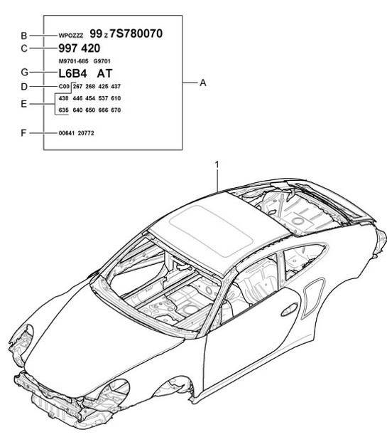Diagram 801-000 Porsche Boxster 986/987/981 (1997-2016) Body