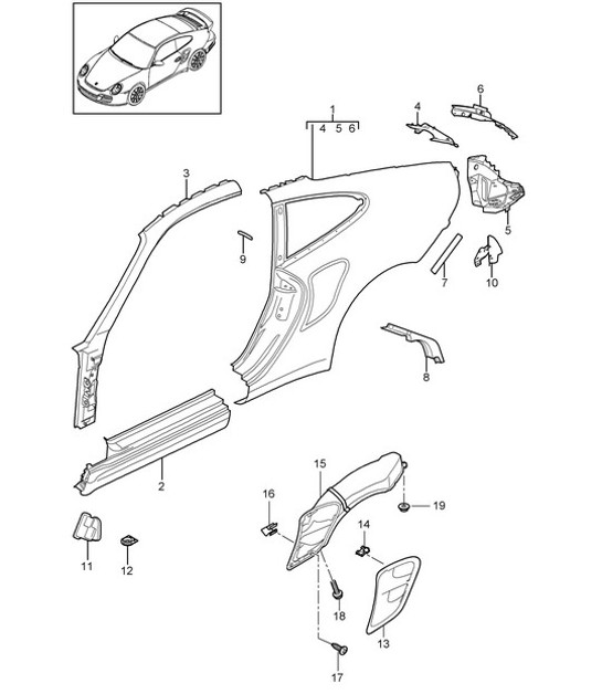 Diagram 801-055 Porsche Boxster 986/987/981 (1997-2016) Body