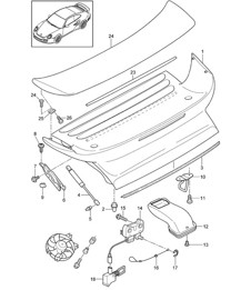 Abdeckung und Heckspoiler – PR:XAF, Turbo-Aerokit – 997.2 Turbo 2010–13 Abdeckung und Heckspoiler – PR:XAF, Turbo-Aerokit – 997.2 Turbo 2010–13