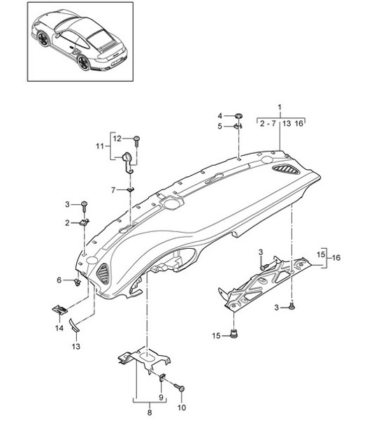 Diagram 809-000 Porsche 997 (911) MK1 2005-2008 Karosserie