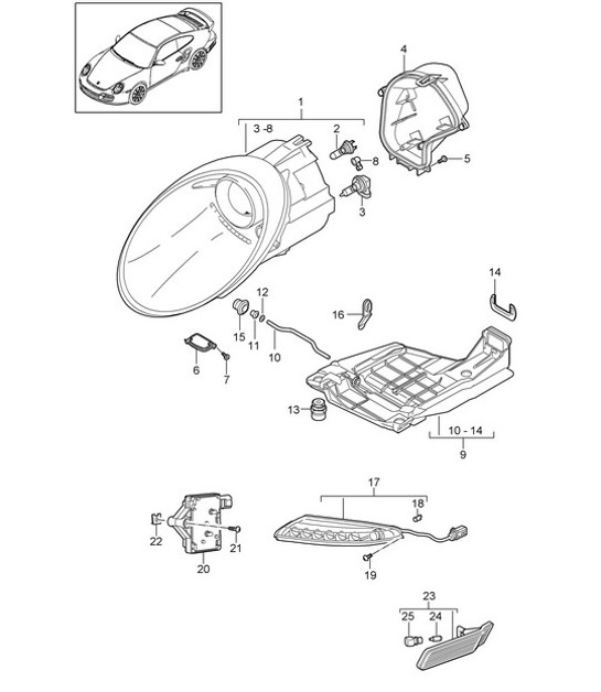 Diagram 905-002 Porsche Cayenne Turbo 4.5L 2003>> Electrical equipment
