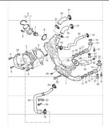 water pump, water pump housing   for 997.1 TURBO/GT2 M97.70 2007-09 and 997.1 GT2 RS M97.70 2011
