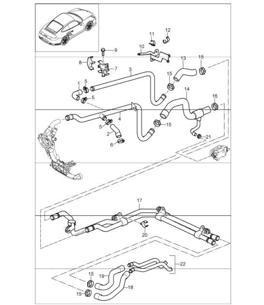 Diagram 105-03 Porsche Cayman S 718 2.5L PDK (350Bhp) Motore