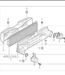 air cleaner for 997.1 TURBO/GT2 M97.70 2007-09 and 997.1 GT2 RS M97.70 2011