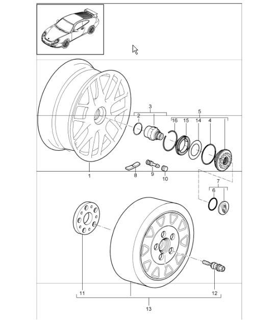 Diagram 601-01 Porsche Panamera 970 MK2 (2014-2016) Wheels, Brakes