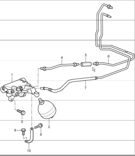 Diagram 702-09 Porsche Cayenne Turbo / Turbo S 4.8L 2007>> Sistema a leva manuale, gruppo pedali 