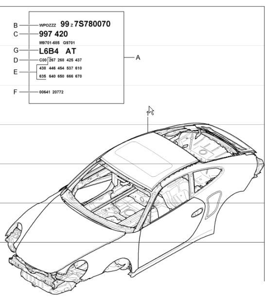 Diagram 801-00 Porsche Cayman 987C/981C (2005-2016) Body