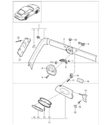 a-pillar, windscreen frame and sun visors  for 997.1 TURBO CABRIO/COUPE 2008 ONWARDS