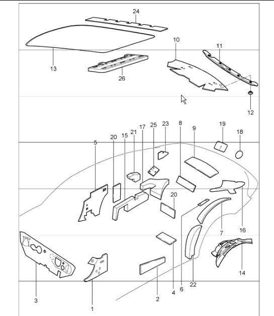 Diagram 807-15 Porsche 997 (911) MK1 2005-2008 Carrosserie