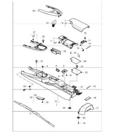 centre console rear 997.1 TURBO 2007-09 centre console rear 997.1 TURBO 2007-09