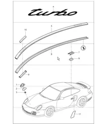 Embleme, Zierbeschläge und Steinschlagschutzfolie für 997.1 TURBO 2007-09