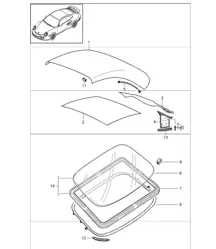convertible top covering and roofliner 997.1 TURBO 2007-09