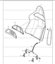 backrest shell,  bucket seat, collapsible, accessories 997.1 TURBO/GT2 2008 ONWARDS backrest shell,  bucket seat, collapsible, accessories 997.1 TURBO/GT2 2008 ONWARDS