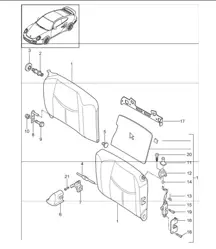 back seat backrest 997.1 TURBO CABRIO 2008 ONWARDS
