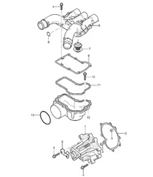 Bomba de agua / carcasa del termostato - M48.00 / M48.50 - 955 Cayenne