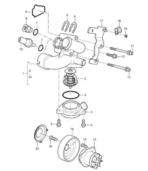 Water pump / thermostat housing - M02.2Y - 955 Cayenne 2004>>