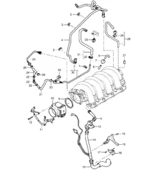 Throttle body / Venturi tube / Tank ventilation / Vent line / Crankcase - M48.00 / M48.50 - 955 Cayenne 2003-06
