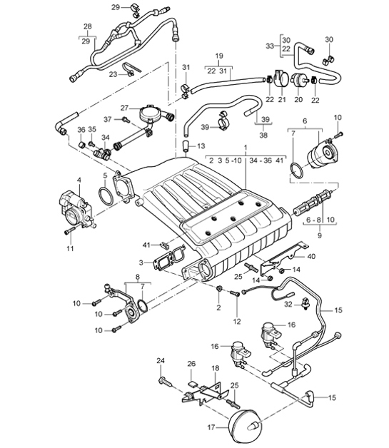 Diagram 107-02 Porsche Cayenne 9PA (955) 2003-2006 Engine