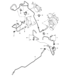 Exhaust gas turbocharger / Control line / Pressure line - M48.50 - 955 Cayenne 2003-06