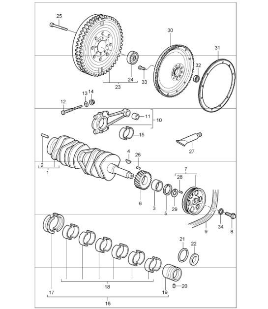 Diagram 102-00 Porsche Cayman 987C/981C (2005-2016) Engine