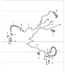 brake line underbody, rear axle, vacuum line 996 GT3-1 1999-05
