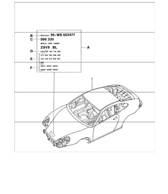 Diagram 801-00 Porsche 964 (911) (1989-1994) Body