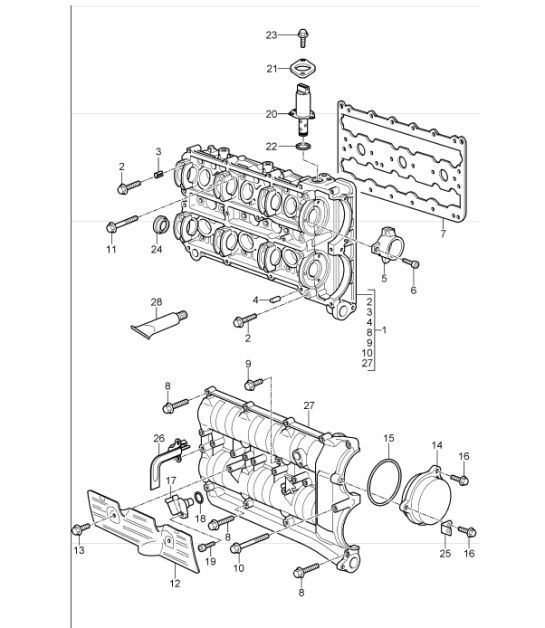 Diagram 103-10 Porsche 997 (911) MK1 2005-2008 Engine