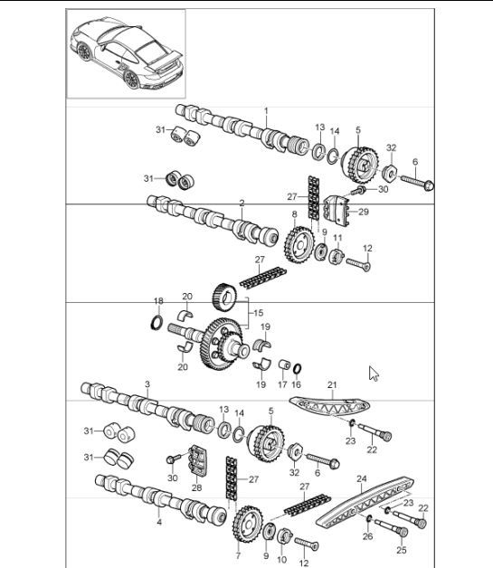 Diagram 103-15 Porsche 968 涡轮增压 S 3.0L 1993-94 引擎