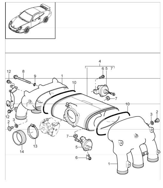 Diagram 107-10 Porsche Cayman 2.7L 981 2013-16 Engine