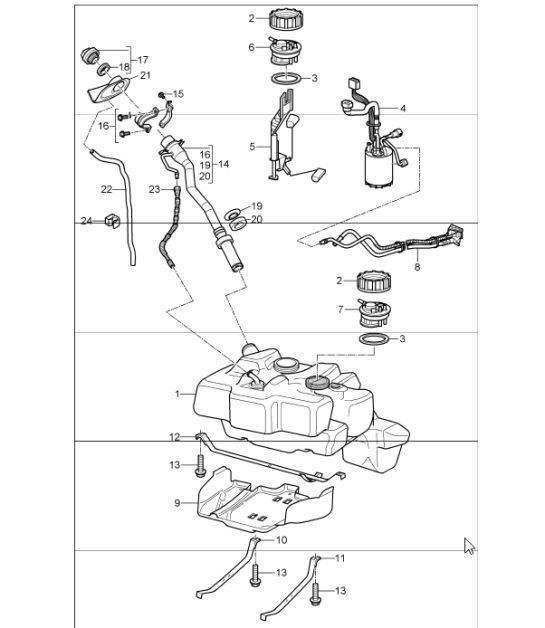 Diagram 201-01 Porsche Cayenne Turbo S E-Hybrid V8 4.0L 550 PS 